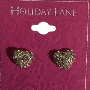 Macy's Silver Plated Pave’ Heart Earrings 1601
